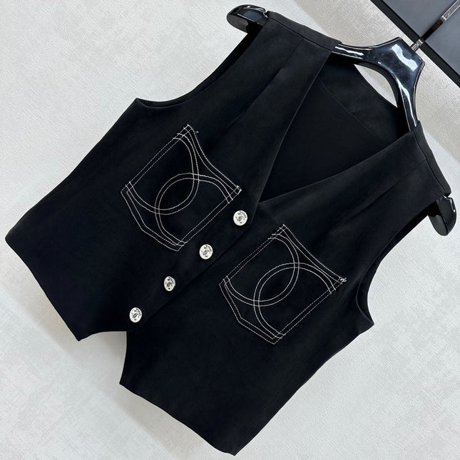 CHANEL SLEEVELESS BUTTONED BLAZER 274755