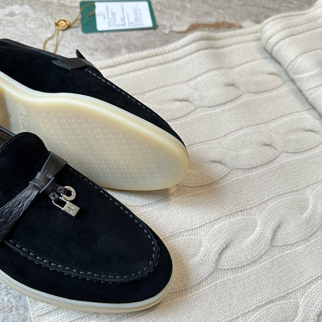 LP LOAFERS 25S IN BLACK SUEDE MIX LAMBSKIN