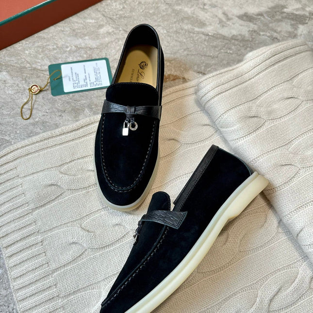 LP LOAFERS 25S IN BLACK SUEDE MIX LAMBSKIN