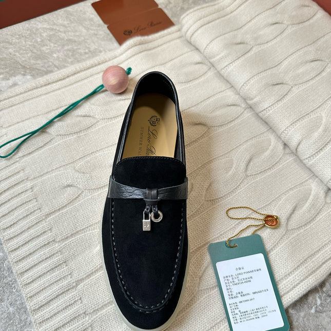 LP LOAFERS 25S IN BLACK SUEDE MIX LAMBSKIN