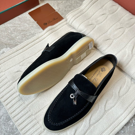 LP LOAFERS 25S IN BLACK SUEDE MIX LAMBSKIN