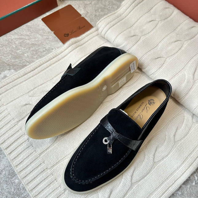 LP LOAFERS 25S IN BLACK SUEDE MIX LAMBSKIN