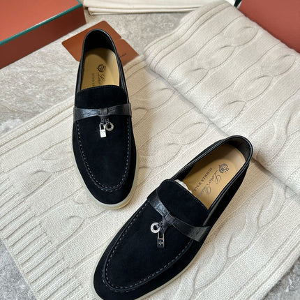 LP LOAFERS 25S IN BLACK SUEDE MIX LAMBSKIN