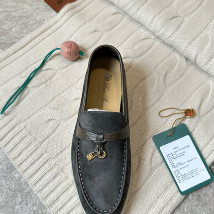 LP LOAFERS 25S IN DARK GREY SUEDE MIX LAMBSKIN