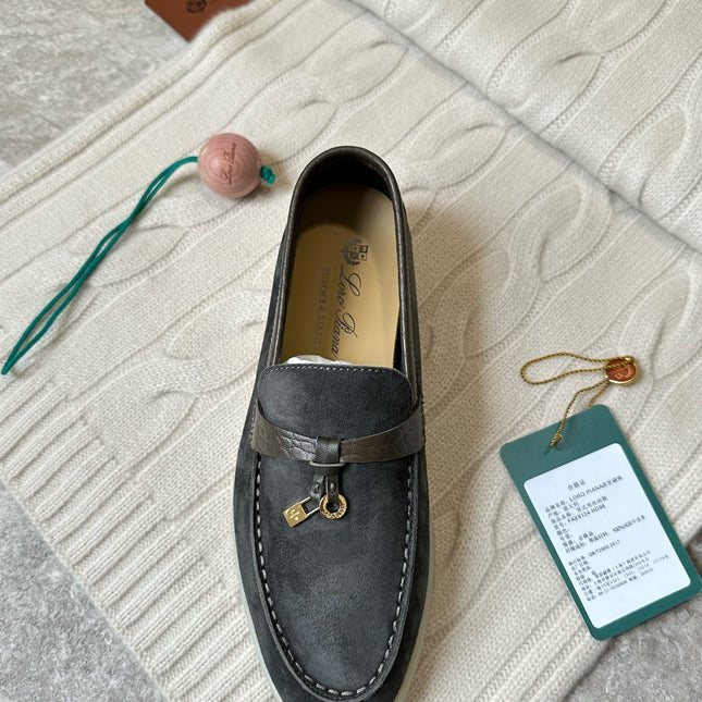 LP LOAFERS 25S IN DARK GREY SUEDE MIX LAMBSKIN