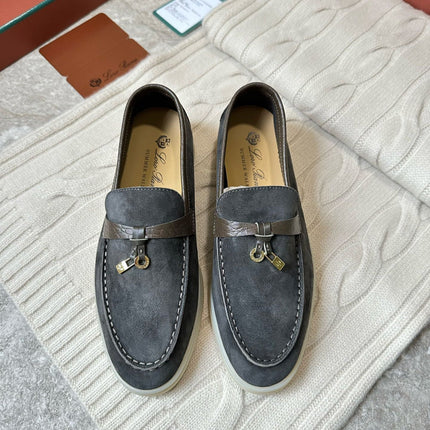 LP LOAFERS 25S IN DARK GREY SUEDE MIX LAMBSKIN