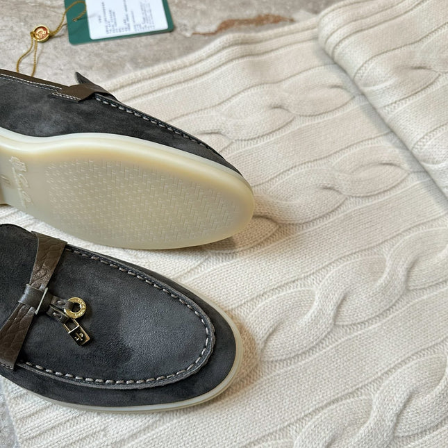 LP LOAFERS 25S IN DARK GREY SUEDE MIX LAMBSKIN