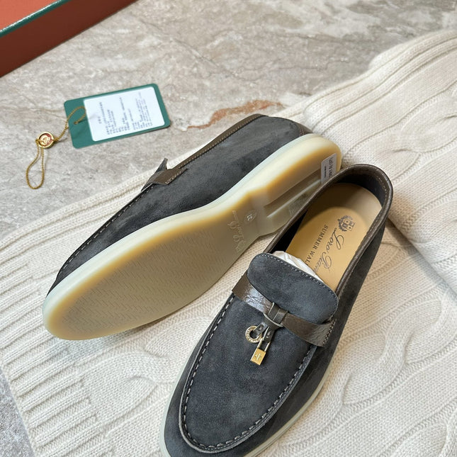 LP LOAFERS 25S IN DARK GREY SUEDE MIX LAMBSKIN