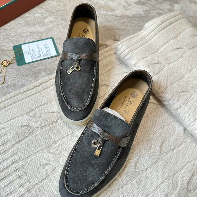 LP LOAFERS 25S IN DARK GREY SUEDE MIX LAMBSKIN