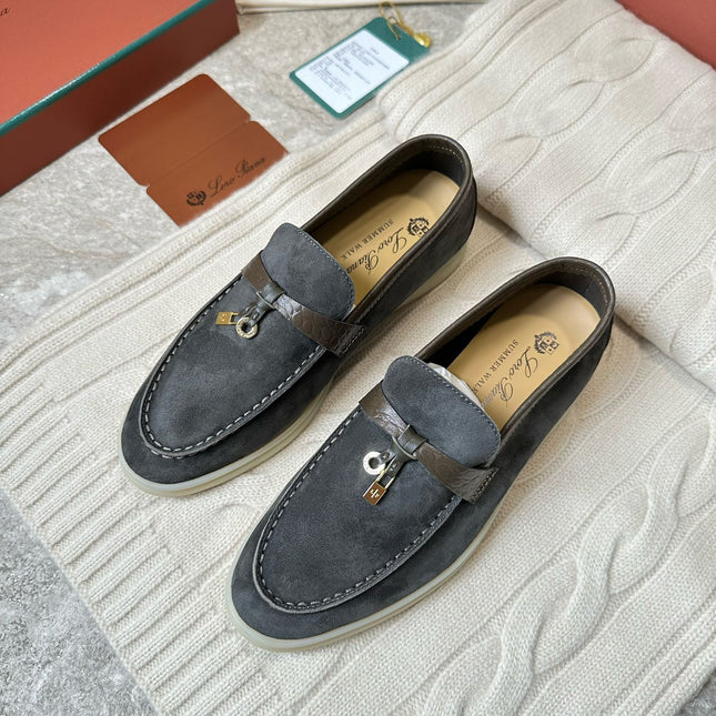 LP LOAFERS 25S IN DARK GREY SUEDE MIX LAMBSKIN