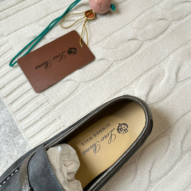 LP LOAFERS 25S IN DARK GREY SUEDE MIX LAMBSKIN