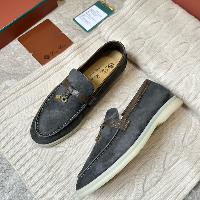 LP LOAFERS 25S IN DARK GREY SUEDE MIX LAMBSKIN