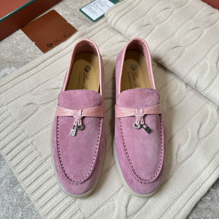 LP LOAFERS 25S IN MAUVE PINK SUEDE MIX LAMBSKIN