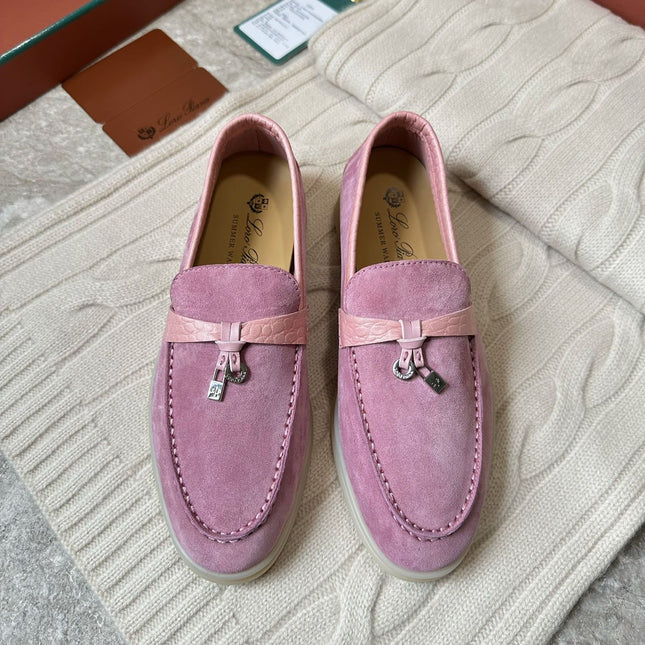 LP LOAFERS 25S IN MAUVE PINK SUEDE MIX LAMBSKIN