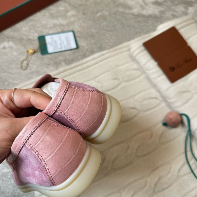 LP LOAFERS 25S IN MAUVE PINK SUEDE MIX LAMBSKIN