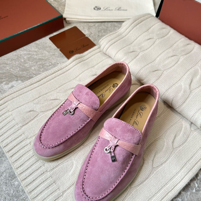 LP LOAFERS 25S IN MAUVE PINK SUEDE MIX LAMBSKIN