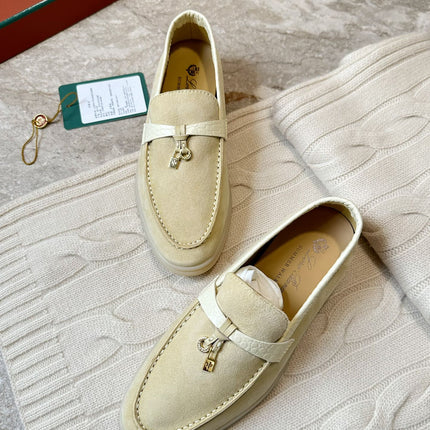 LP LOAFERS 25S IN SOFT BEIGE SUEDE MIX LAMBSKIN