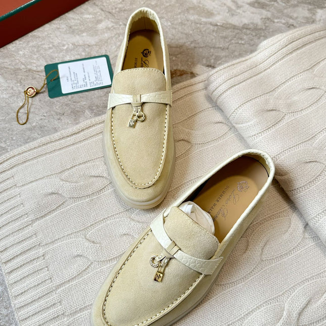 LP LOAFERS 25S IN SOFT BEIGE SUEDE MIX LAMBSKIN