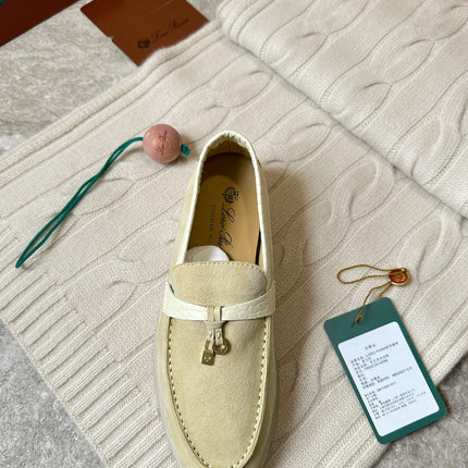 LP LOAFERS 25S IN SOFT BEIGE SUEDE MIX LAMBSKIN