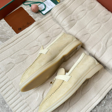 LP LOAFERS 25S IN SOFT BEIGE SUEDE MIX LAMBSKIN