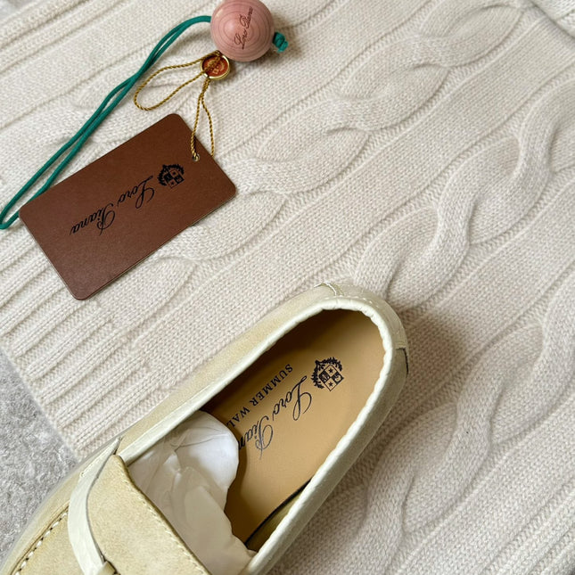 LP LOAFERS 25S IN SOFT BEIGE SUEDE MIX LAMBSKIN