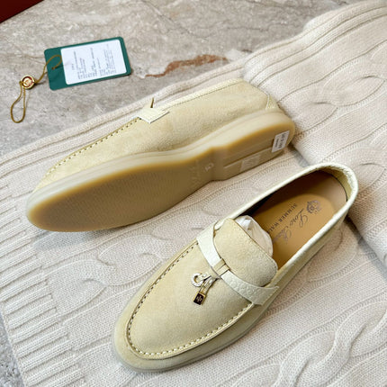 LP LOAFERS 25S IN SOFT BEIGE SUEDE MIX LAMBSKIN