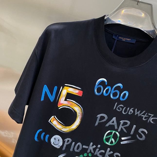 LV BLACK COTTON GRAFFITI T-SHIRT 238908