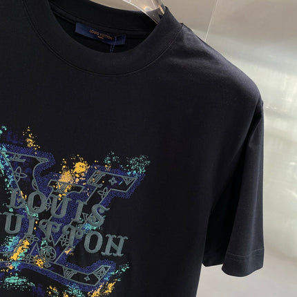 LV BLACK COTTON T-SHIRT COLORFUL LOGO 238905