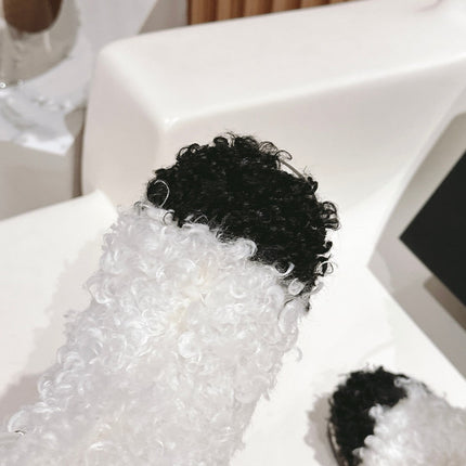 SHORT BOOTS IN WHITE LAMB FUR AND LAMBSKIN 962188