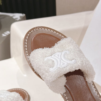 CELINE 25S LYMPIA TWISTED SANDAL IN WHITE SPONGE FABRIC