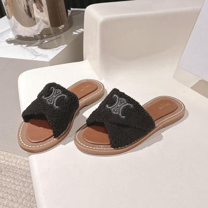 CELINE 25S LYMPIA TWISTED SANDAL IN BLACK SPONGE FABRIC