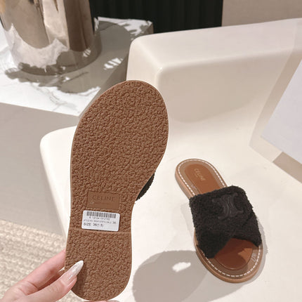 CELINE 25S LYMPIA TWISTED SANDAL IN BLACK SPONGE FABRIC