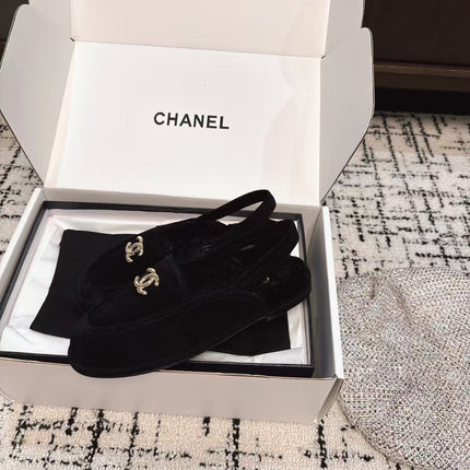 SLINGBACK LOAFER IN BLACK SUEDE AND SHEARLING