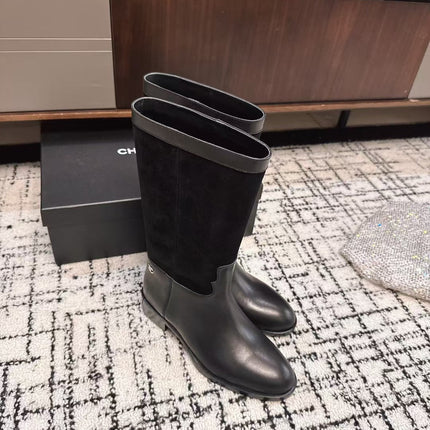 CC BOOTS IN BLACK SUEDE AND CALFSKIN 393518