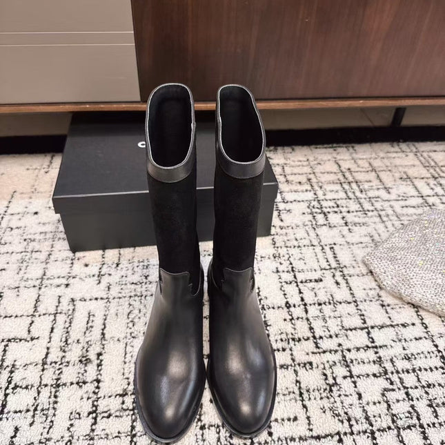 CC BOOTS IN BLACK SUEDE AND CALFSKIN 393518