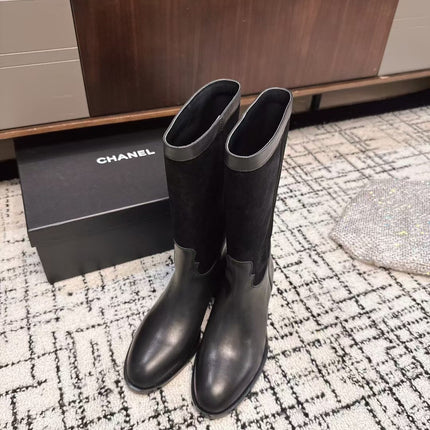CC BOOTS IN BLACK SUEDE AND CALFSKIN 393518