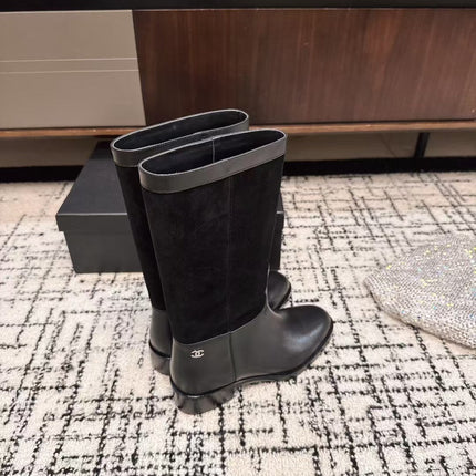 CC BOOTS IN BLACK SUEDE AND CALFSKIN 393518