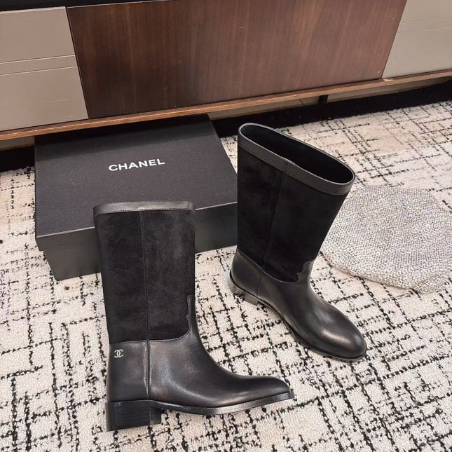 CC BOOTS IN BLACK SUEDE AND CALFSKIN 393518