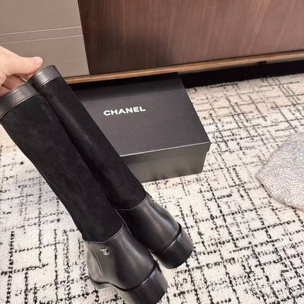 CC BOOTS IN BLACK SUEDE AND CALFSKIN 393518