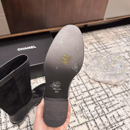 CC BOOTS IN BLACK SUEDE AND CALFSKIN 393518