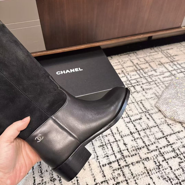 CC BOOTS IN BLACK SUEDE AND CALFSKIN 393518