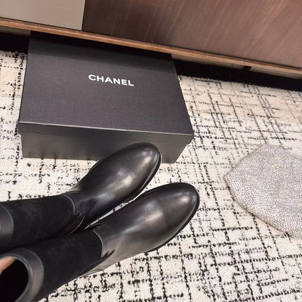 CC BOOTS IN BLACK SUEDE AND CALFSKIN 393518