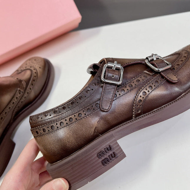 THICK-SOLED OXFORD SHOES WOOD CALFSKIN