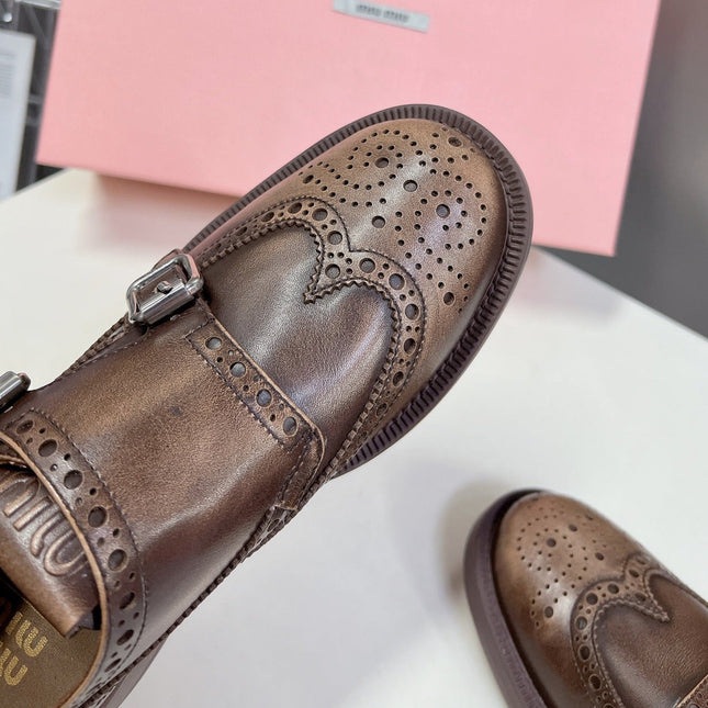 THICK-SOLED OXFORD SHOES WOOD CALFSKIN