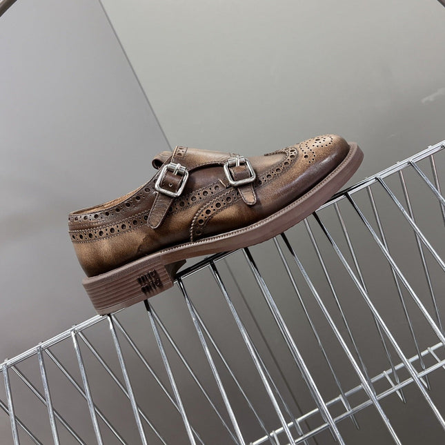 THICK-SOLED OXFORD SHOES WOOD CALFSKIN