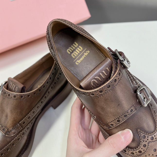 THICK-SOLED OXFORD SHOES WOOD CALFSKIN