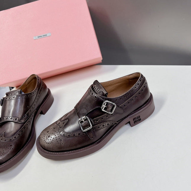 THICK-SOLED OXFORD SHOES BROWN CALFSKIN