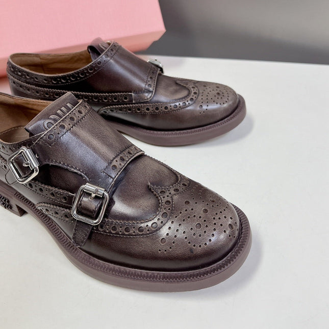 THICK-SOLED OXFORD SHOES BROWN CALFSKIN