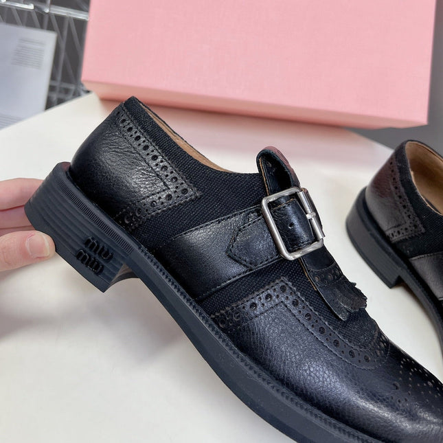 UNIQUE THICK-SOLED OXFORD SHOES BLACK CALFSKIN