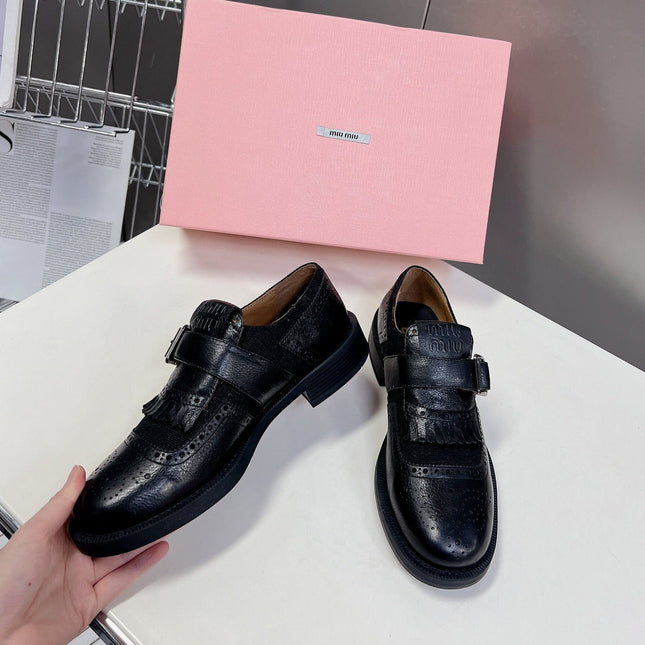 UNIQUE THICK-SOLED OXFORD SHOES BLACK CALFSKIN